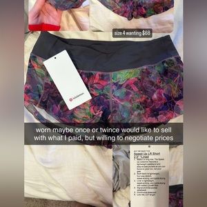 •SOLD•lulu item 2.5 lined speed up shorts size 4 •SOLD•